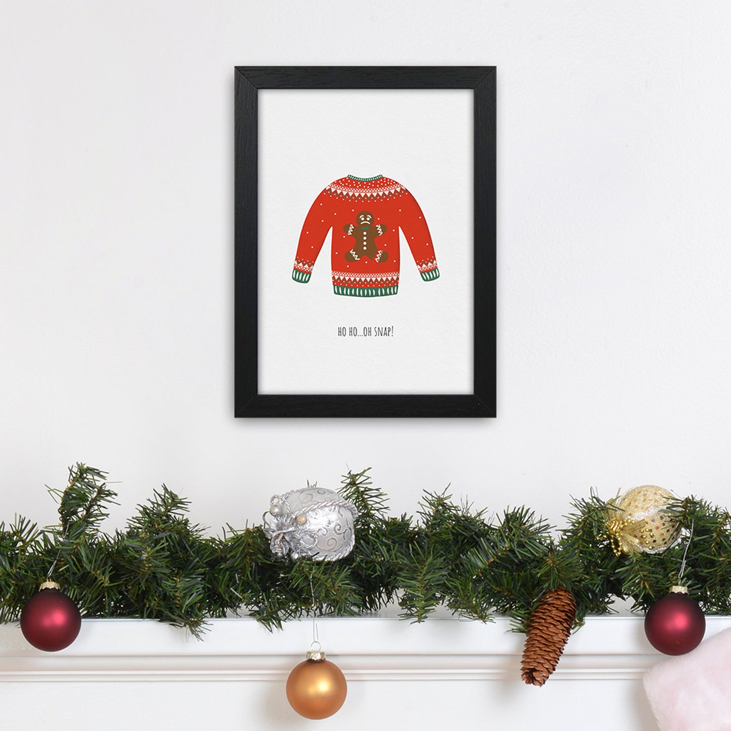 Oh snap Christmas Art Print by Kookiepixel A4 White Frame