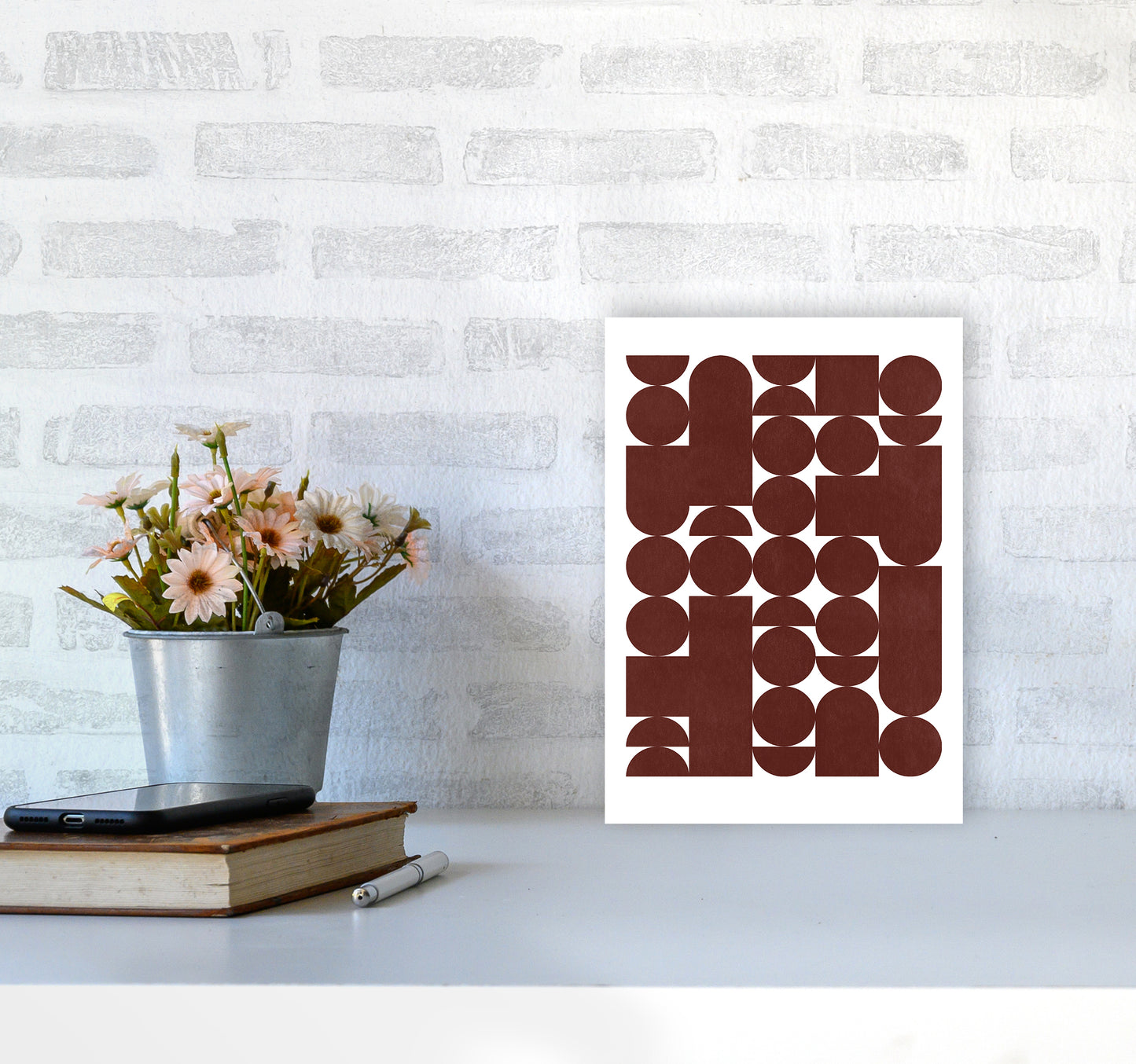 Stacked Abstract Art Print by Kookiepixel A4 Black Frame