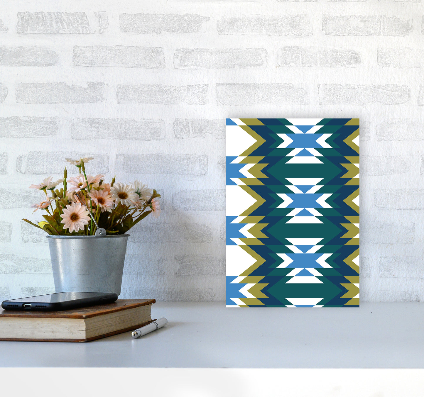 Navajos Print No 1 Abstract Art Print by Kookiepixel A4 Black Frame