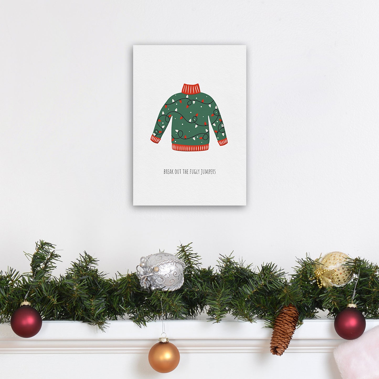Fugly Jumpers Christmas Art Print by Kookiepixel A4 Black Frame