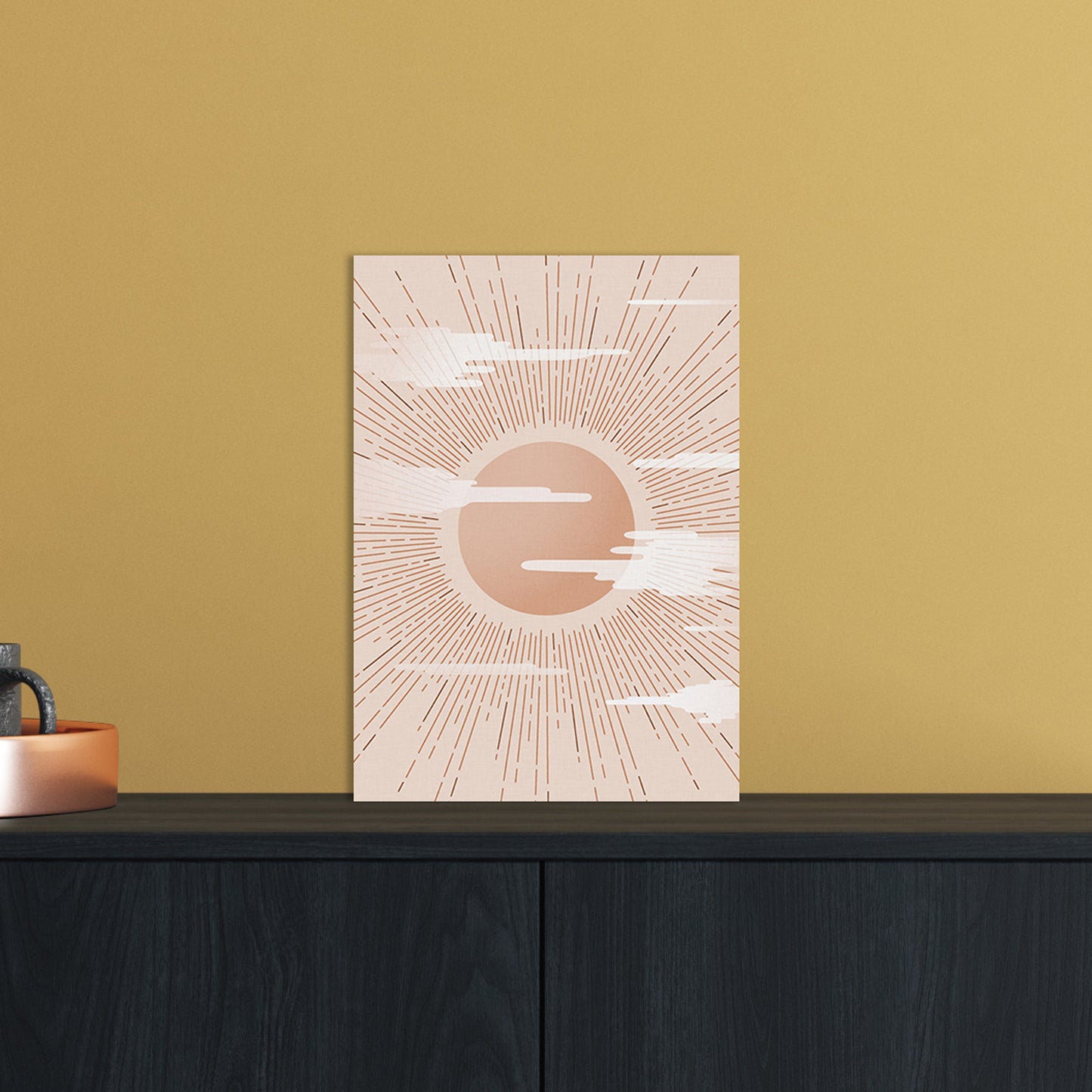 The Sun Landscape Art Print by Kookiepixel A4 Black Frame