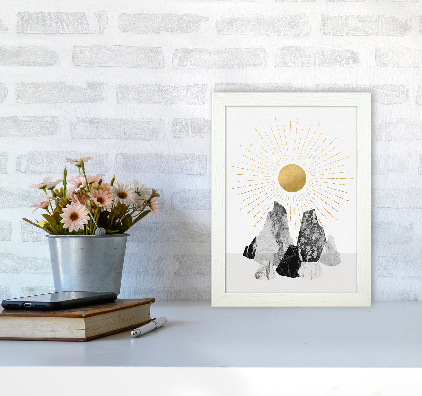Rock Formation No 1 Art Print by Kookiepixel A4 Oak Frame