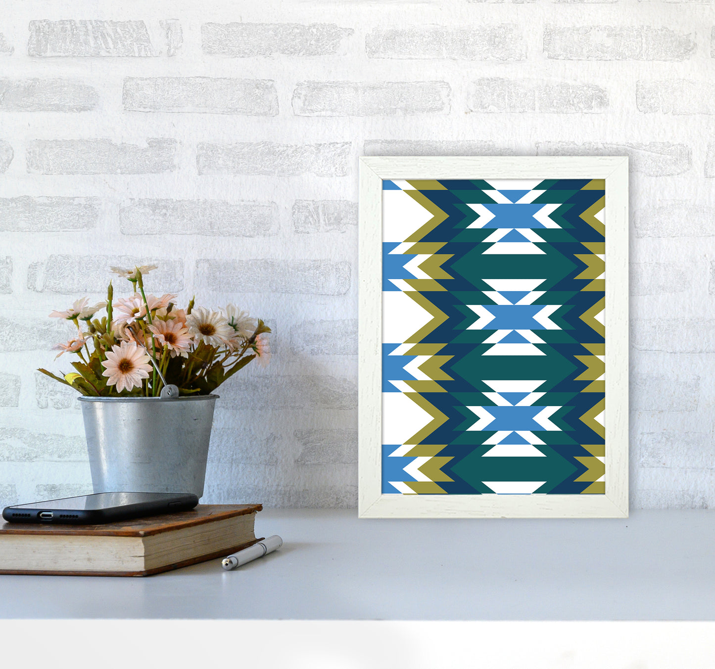 Navajos Print No 1 Abstract Art Print by Kookiepixel A4 Oak Frame