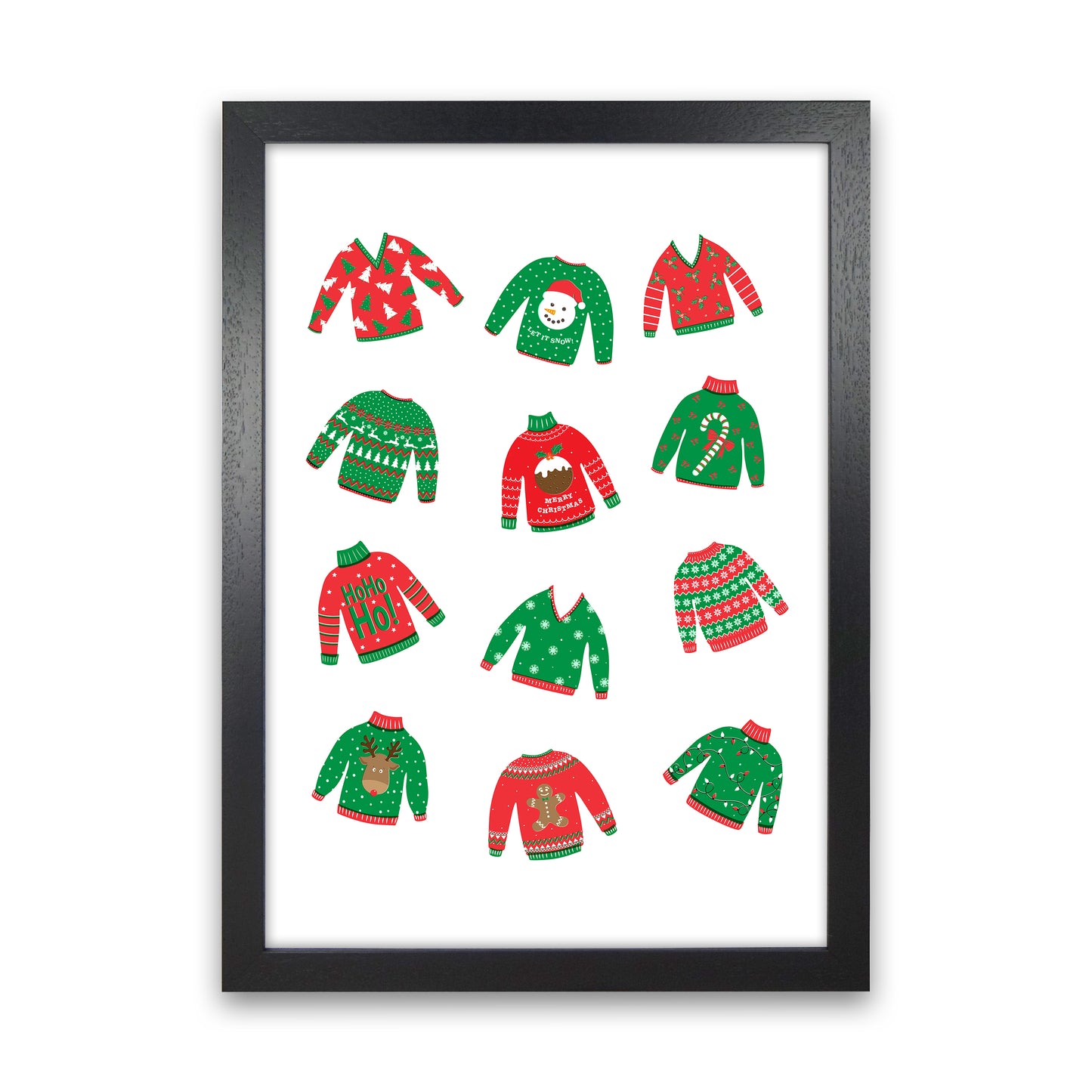 Christmas Jumpers Art Print by Kookiepixel Black Grain