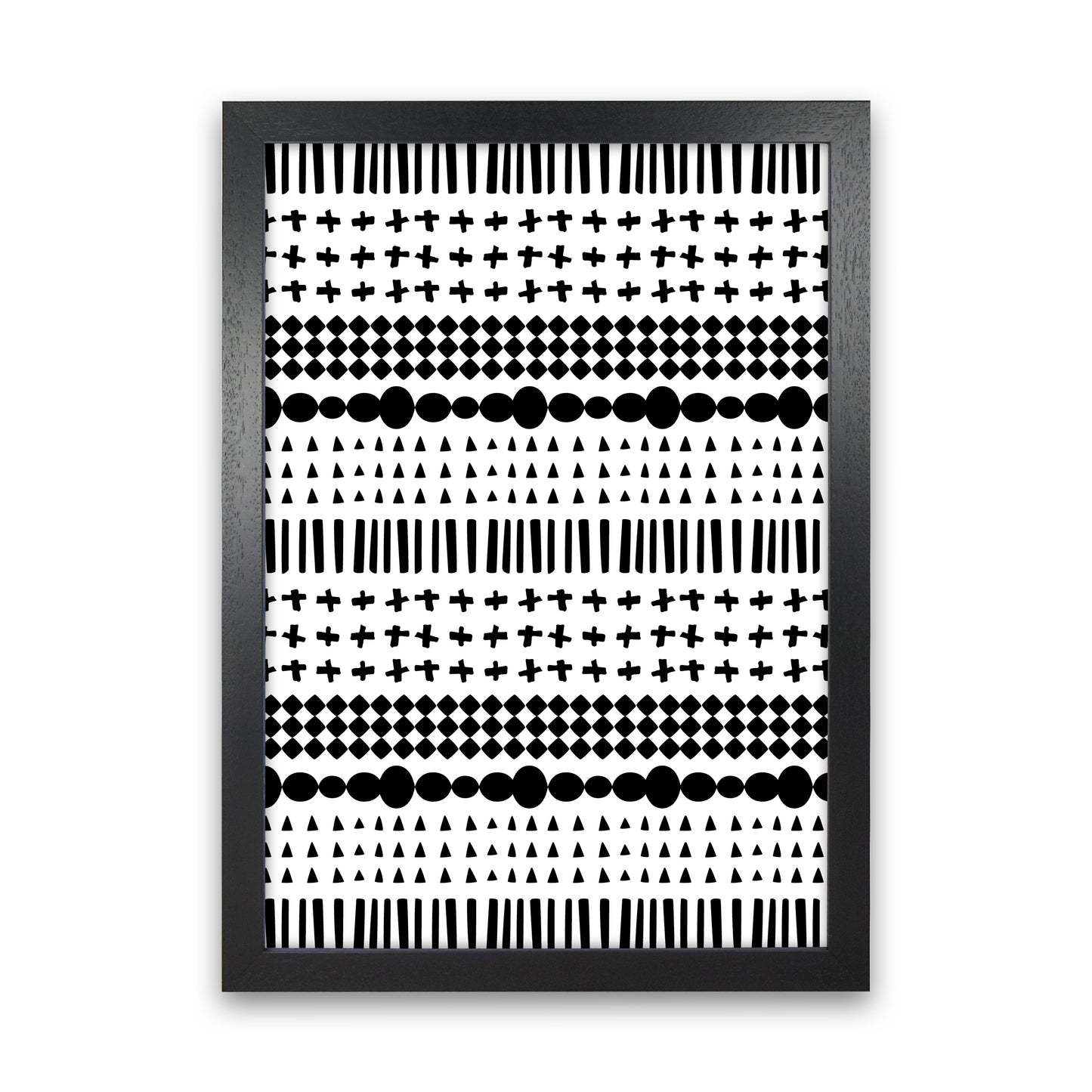 Scandi Pattern No 1 Abstract Art Print by Kookiepixel Black Grain