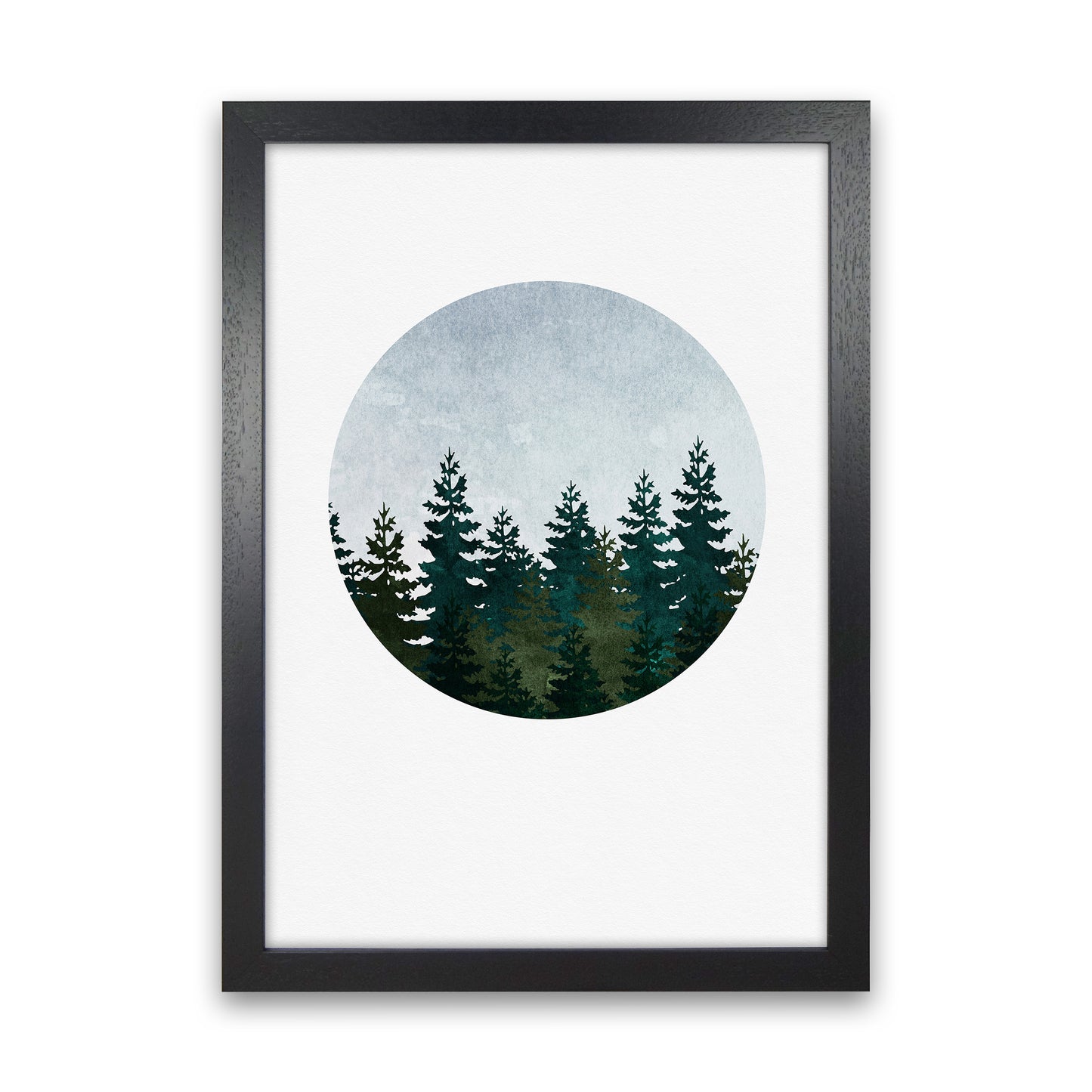 Evergreen Forest Art Print by Kookiepixel Black Grain