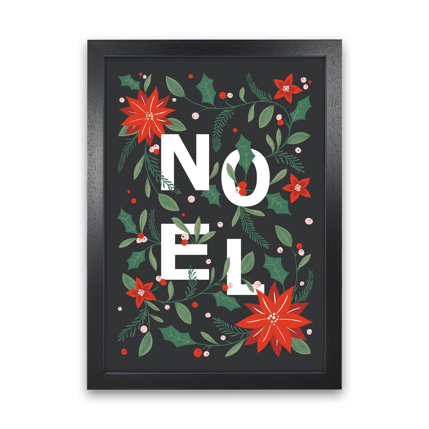 Noel Christmas Art Print by Kookiepixel Black Grain