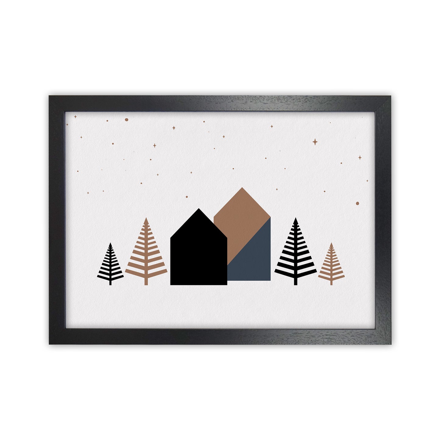 Starry night Landscape Art Print by Kookiepixel Black Grain