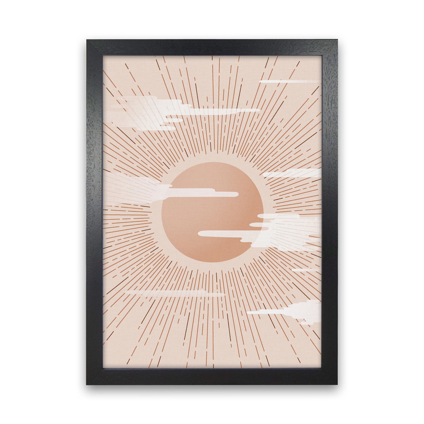 The Sun Landscape Art Print by Kookiepixel Black Grain