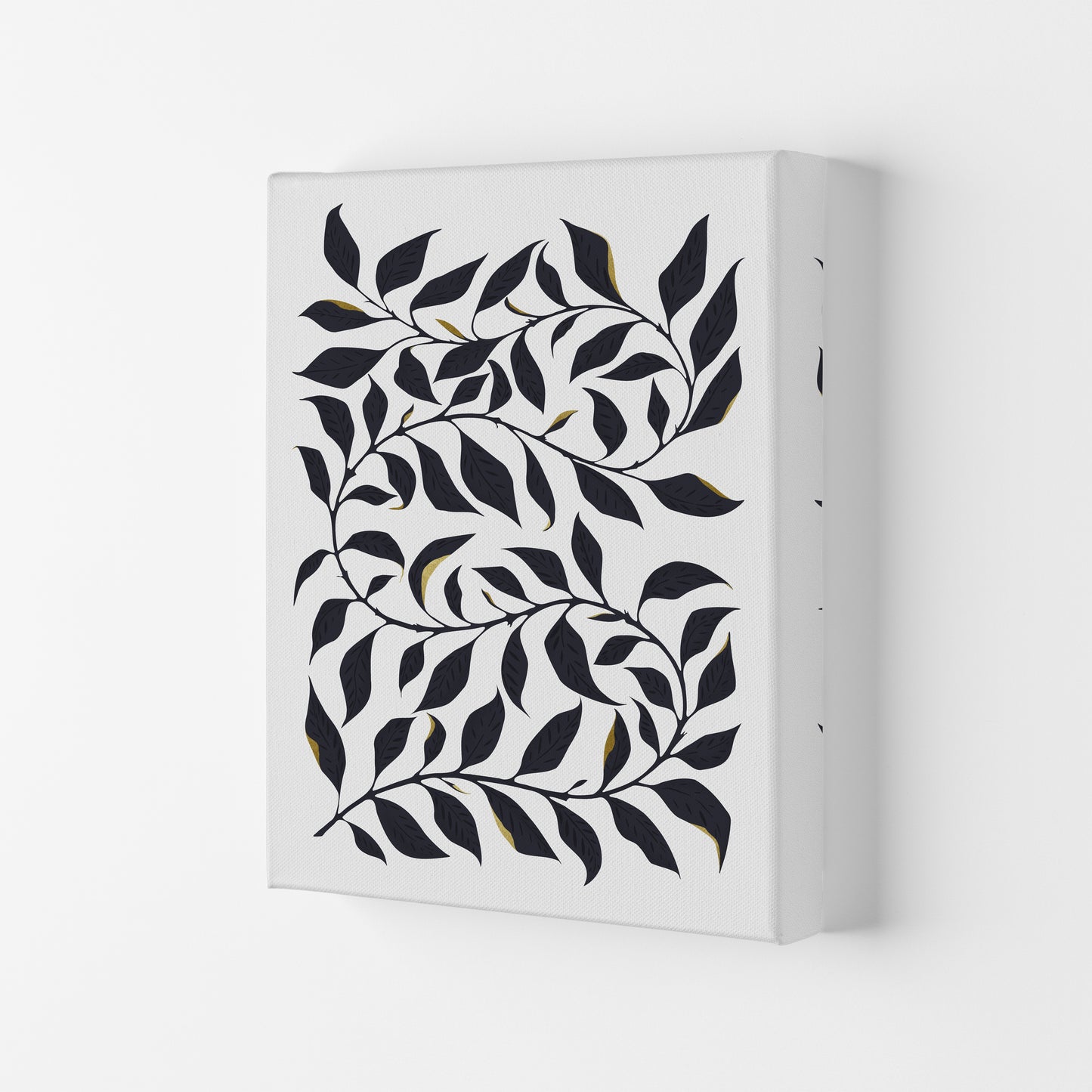 Golden Leaf Botanical Art Print by Kookiepixel Canvas