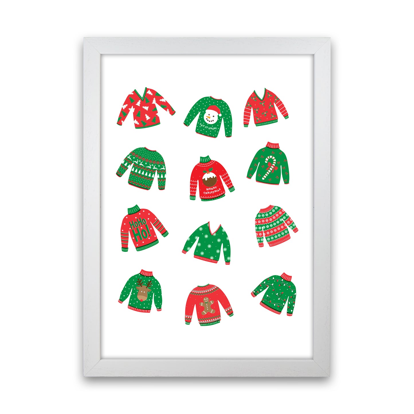 Christmas Jumpers Art Print by Kookiepixel White Grain
