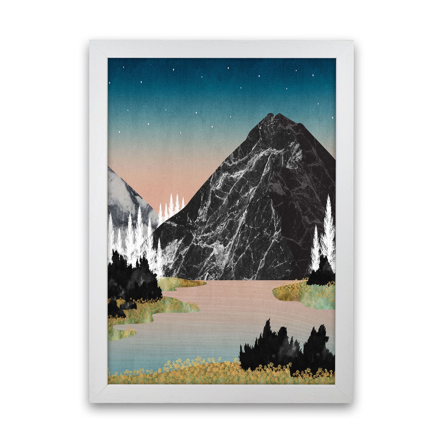 The Lake Art Print by Kookiepixel White Grain