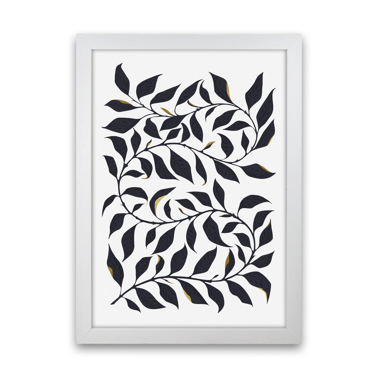 Golden Leaf Botanical Art Print by Kookiepixel White Grain
