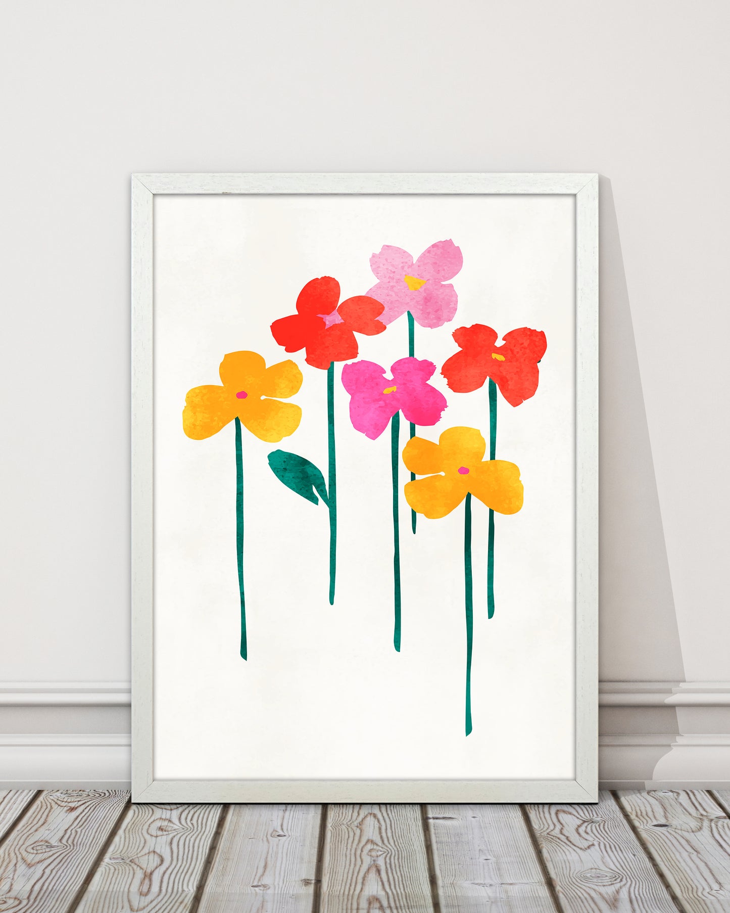 Little Happy Flowers Colourful Art Print by Kubistika