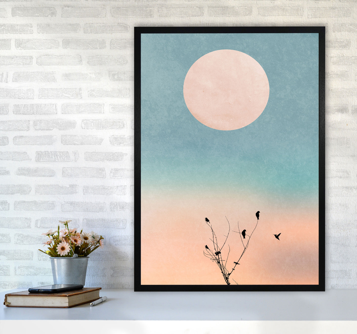 Waking Up Warm Contemporary Art Print by Kubistika A1 White Frame