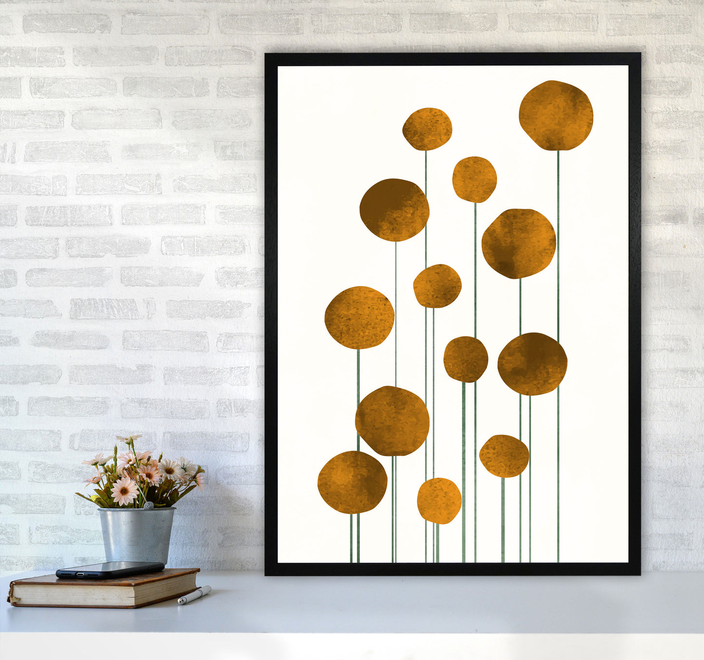 Waterflowers No.3 Art Print by Kubistika A1 White Frame