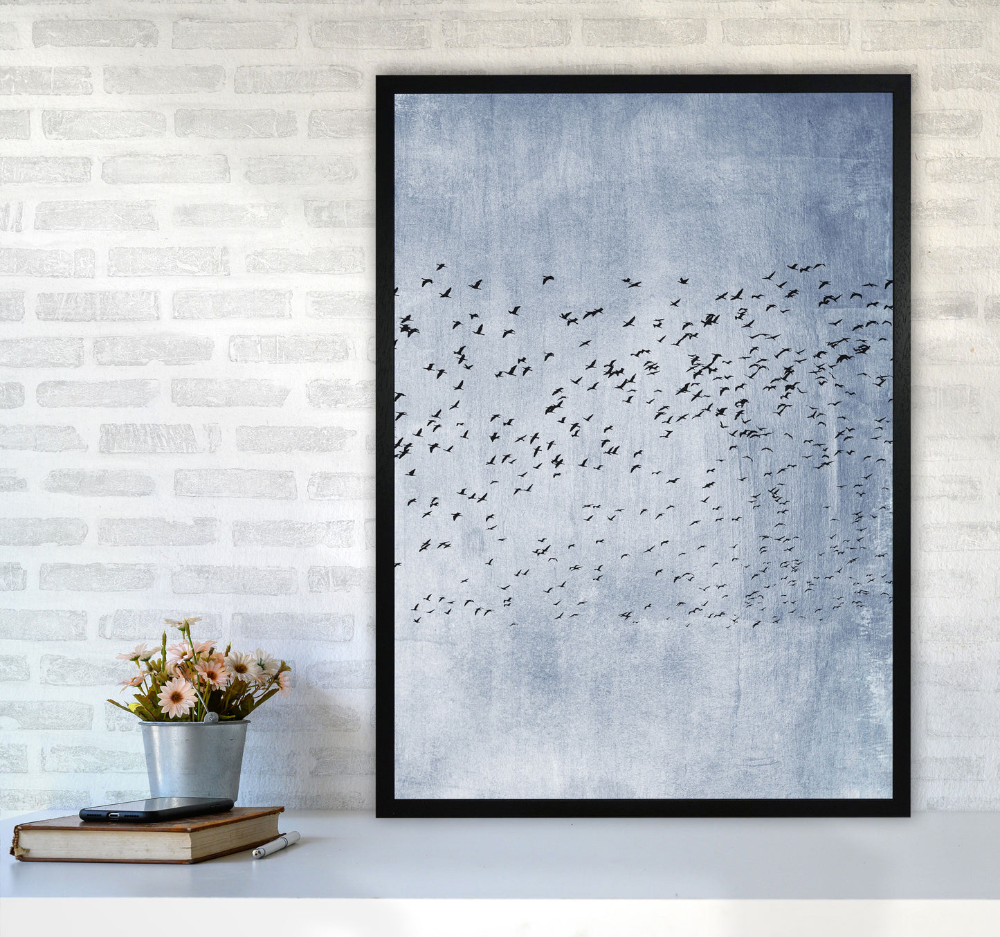 Moving On - Blue Art Print by Kubistika A1 White Frame