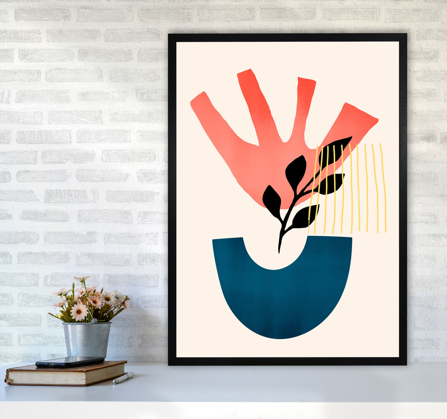 Mid Century Y Art Print by Kubistika A1 White Frame