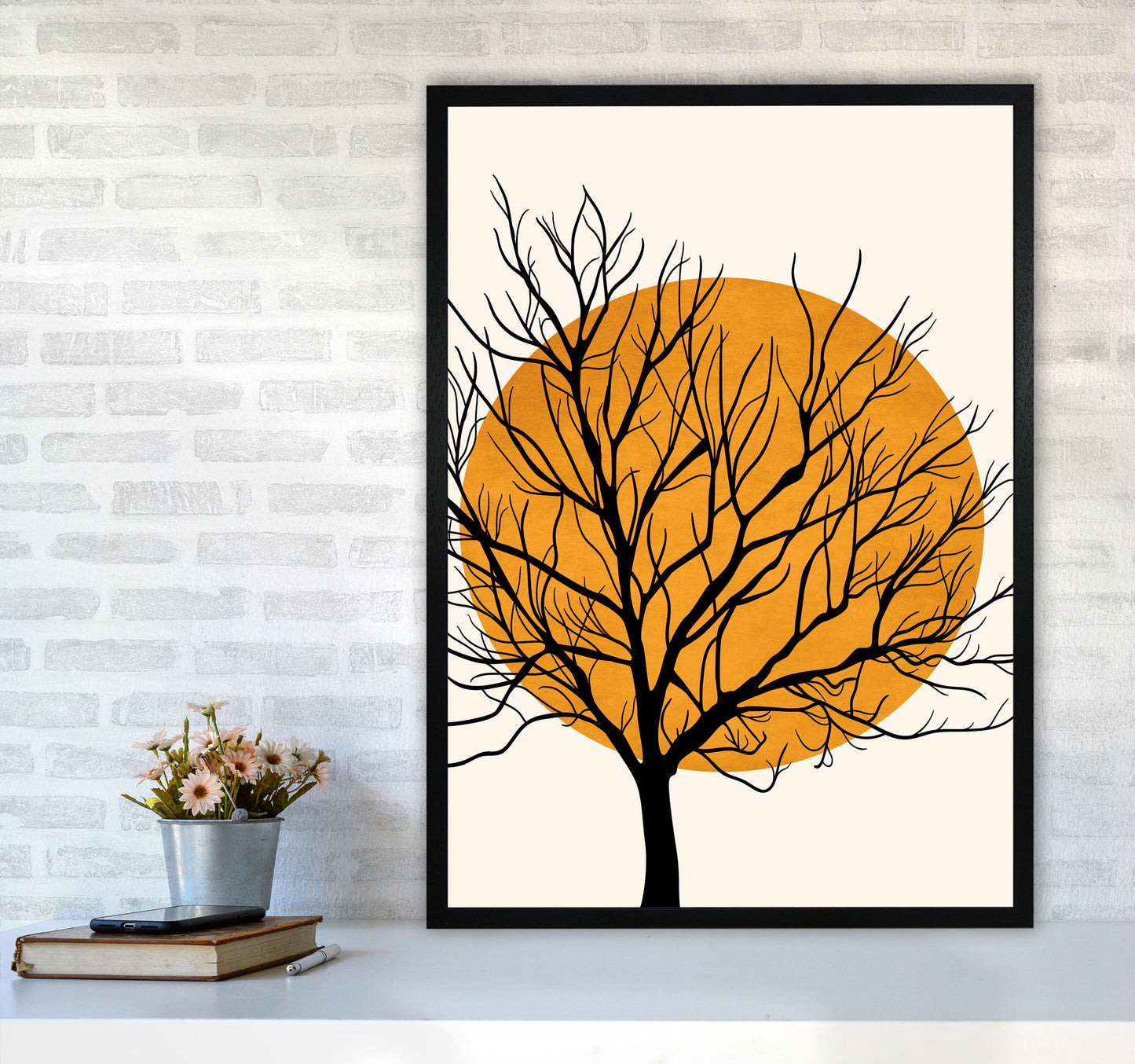 Hiding Sun Art Print by Kubistika A1 White Frame