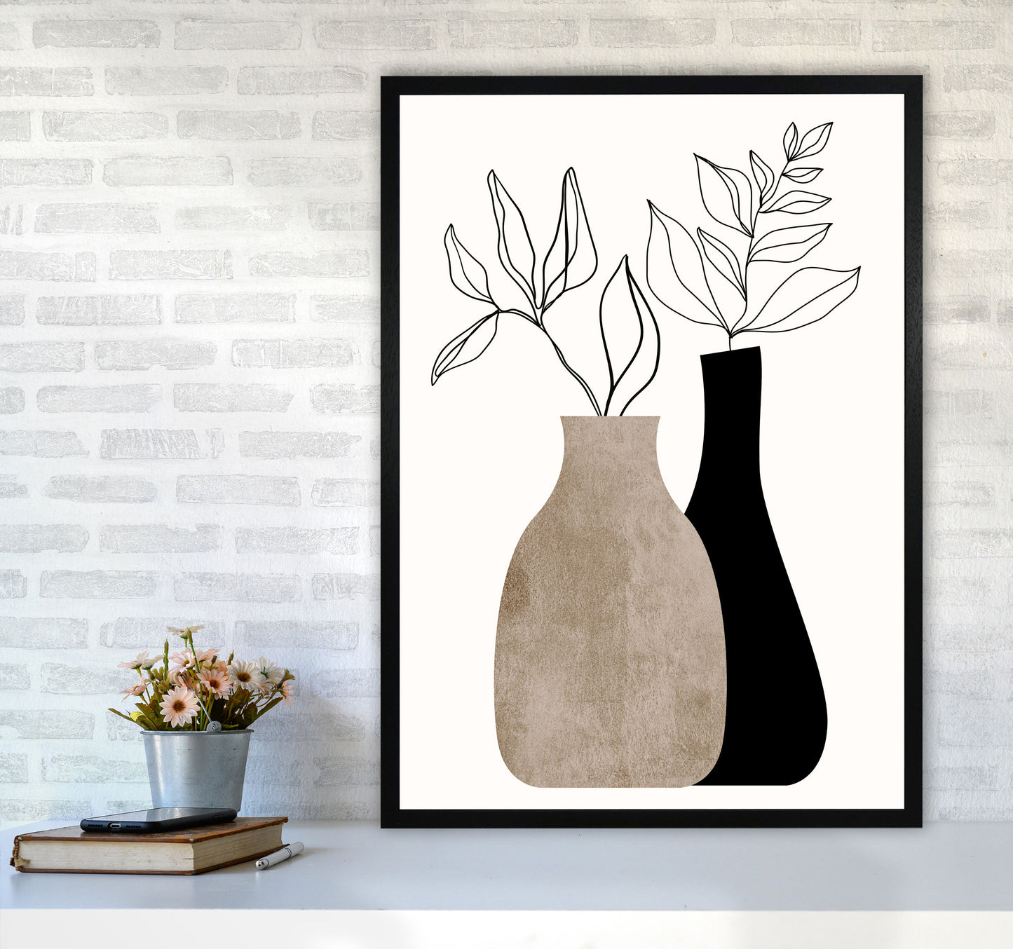 Gris En Gris Art Print by Kubistika A1 White Frame