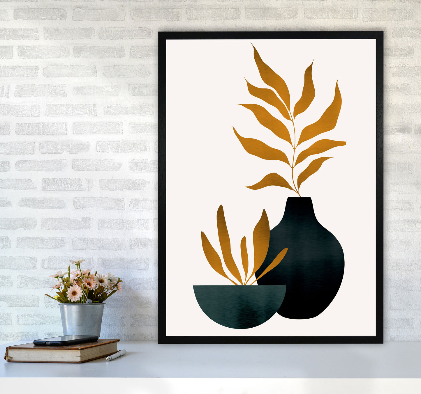 Autumn Flowers - 2 Art Print by Kubistika A1 White Frame