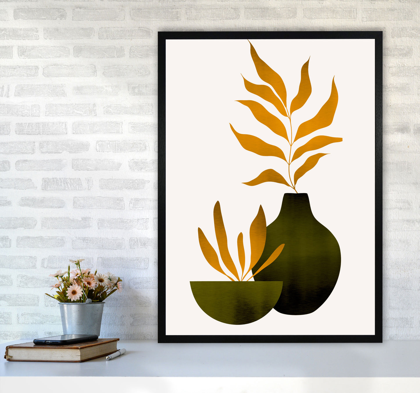 Autumn Flowers - 4 Art Print by Kubistika A1 White Frame