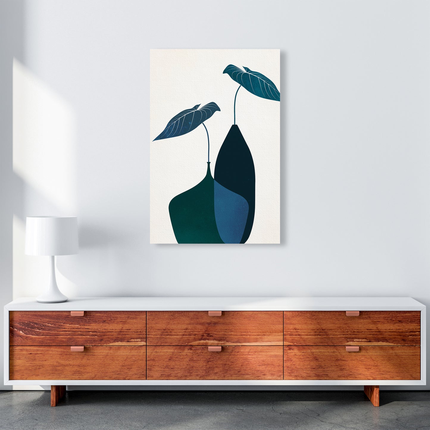Scandinavian Bouquet-BLEU Contemporary Art Print by Kubistika A1 Canvas
