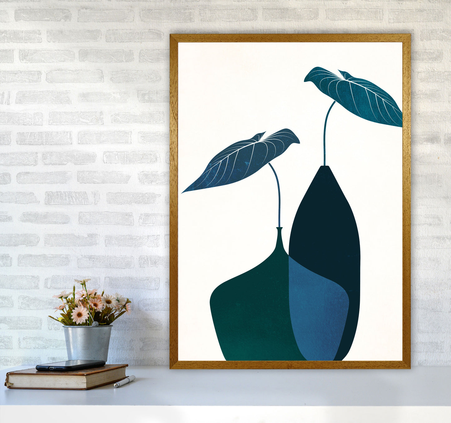 Scandinavian Bouquet-BLEU Contemporary Art Print by Kubistika A1 Print Only
