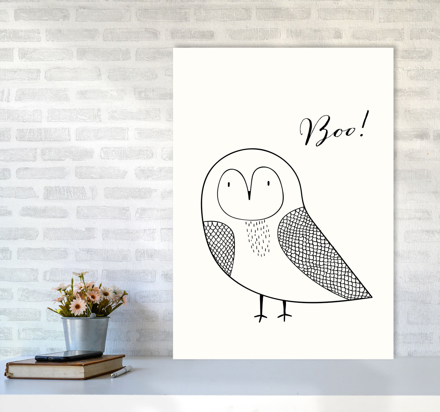 Boo Nursery Animal Art Print by Kubistika A1 Black Frame