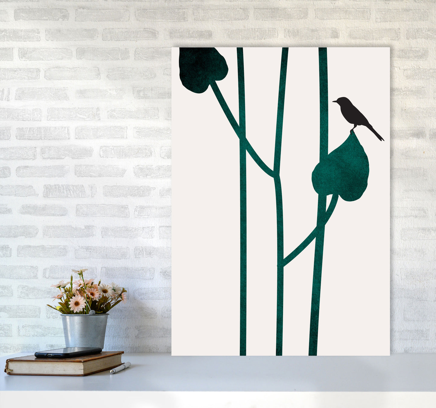 The Bird - NOIR Contemporary Art Print by Kubistika A1 Black Frame