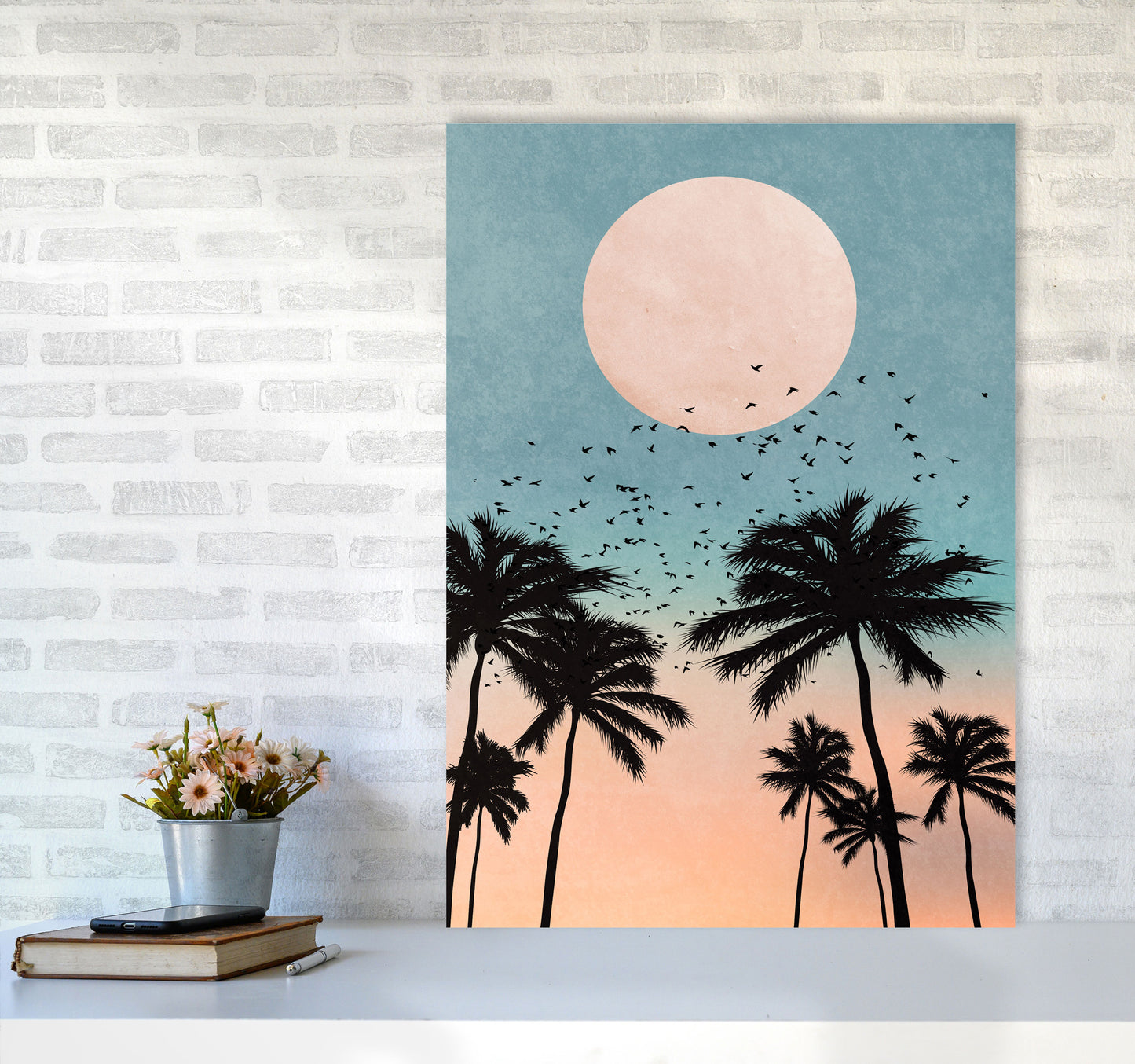 Sunrise Modern Art Print by Kubistika A1 Black Frame