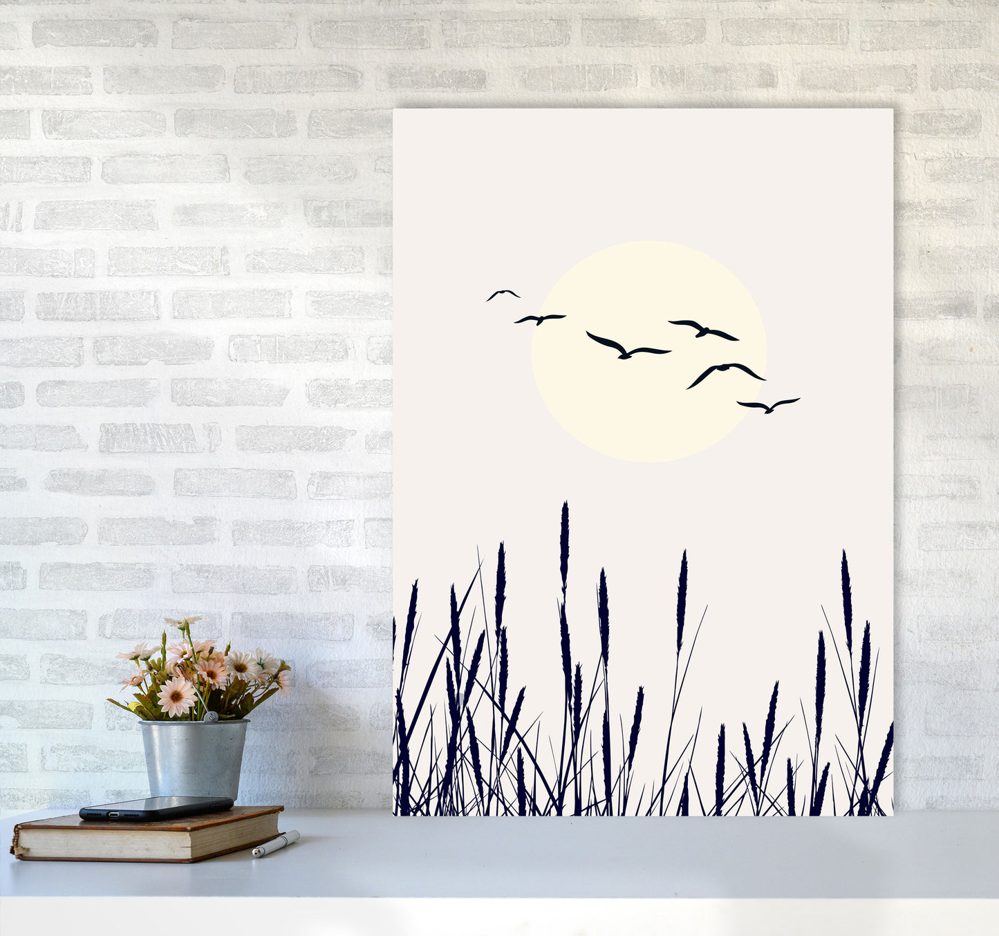 Shadows Of The Sun Contemporary Art Print by Kubistika A1 Black Frame