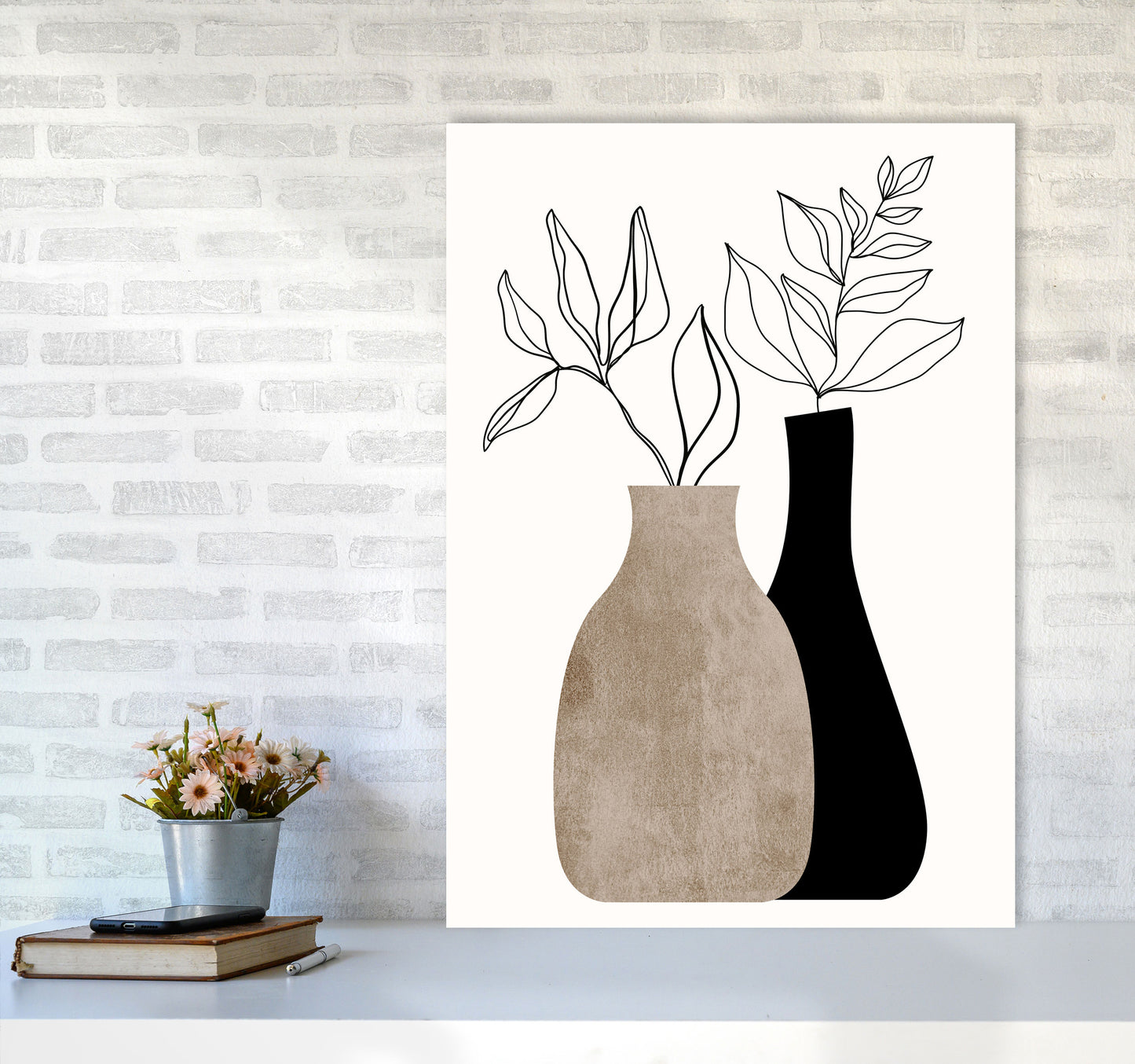 Gris En Gris Art Print by Kubistika A1 Black Frame