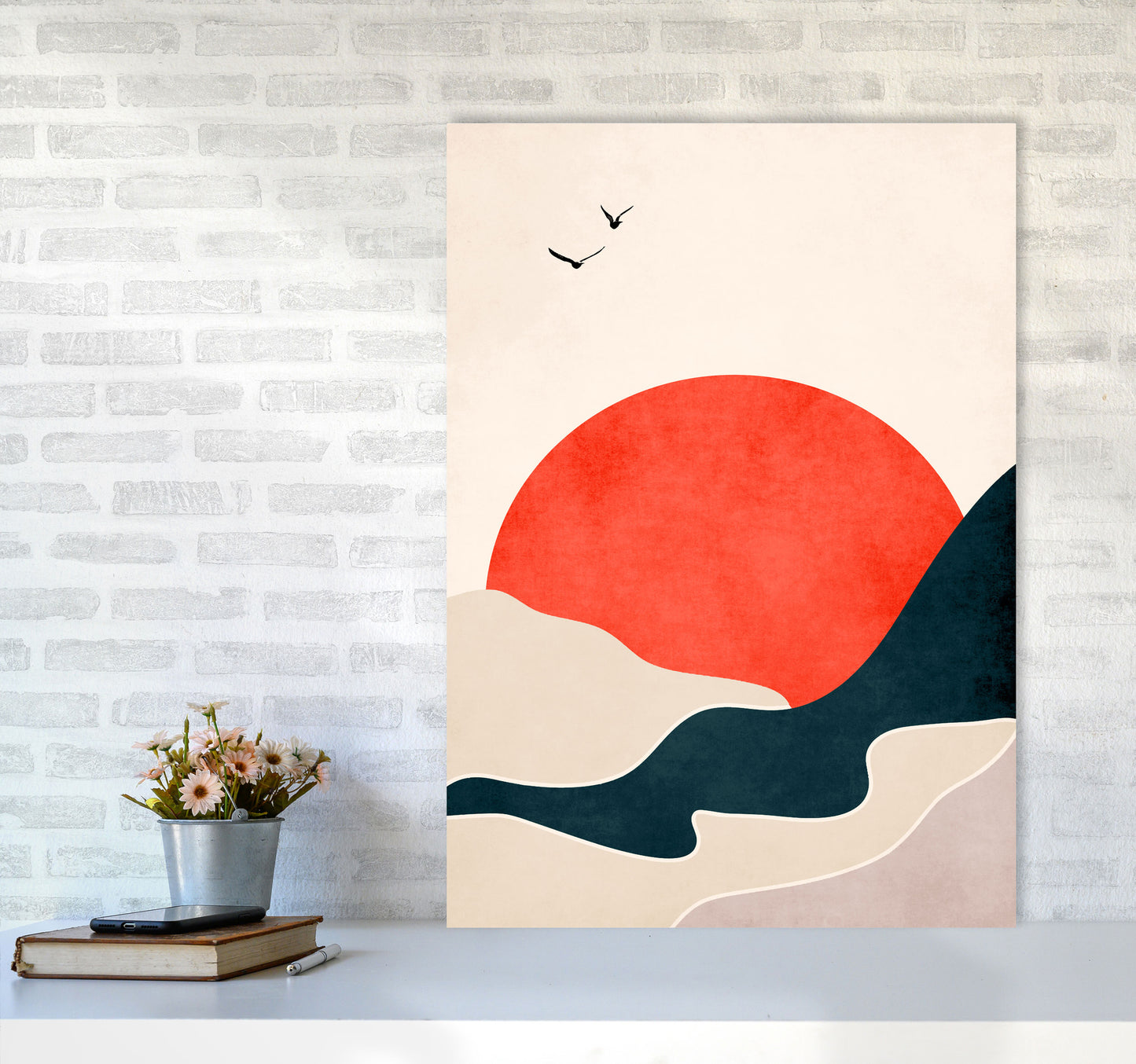 Drowning Sun Art Print by Kubistika A1 Black Frame