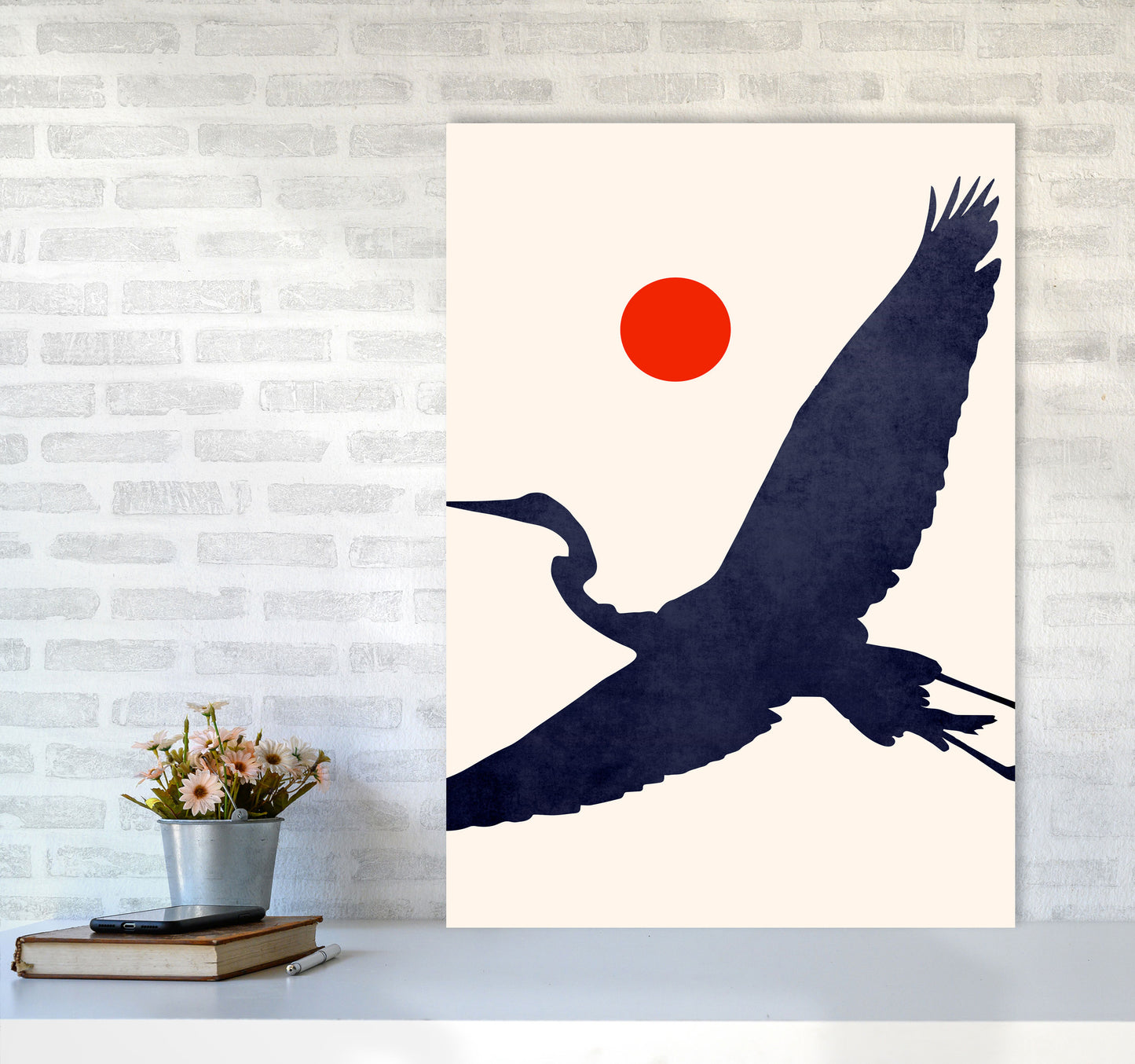 Crane Art Print by Kubistika A1 Black Frame