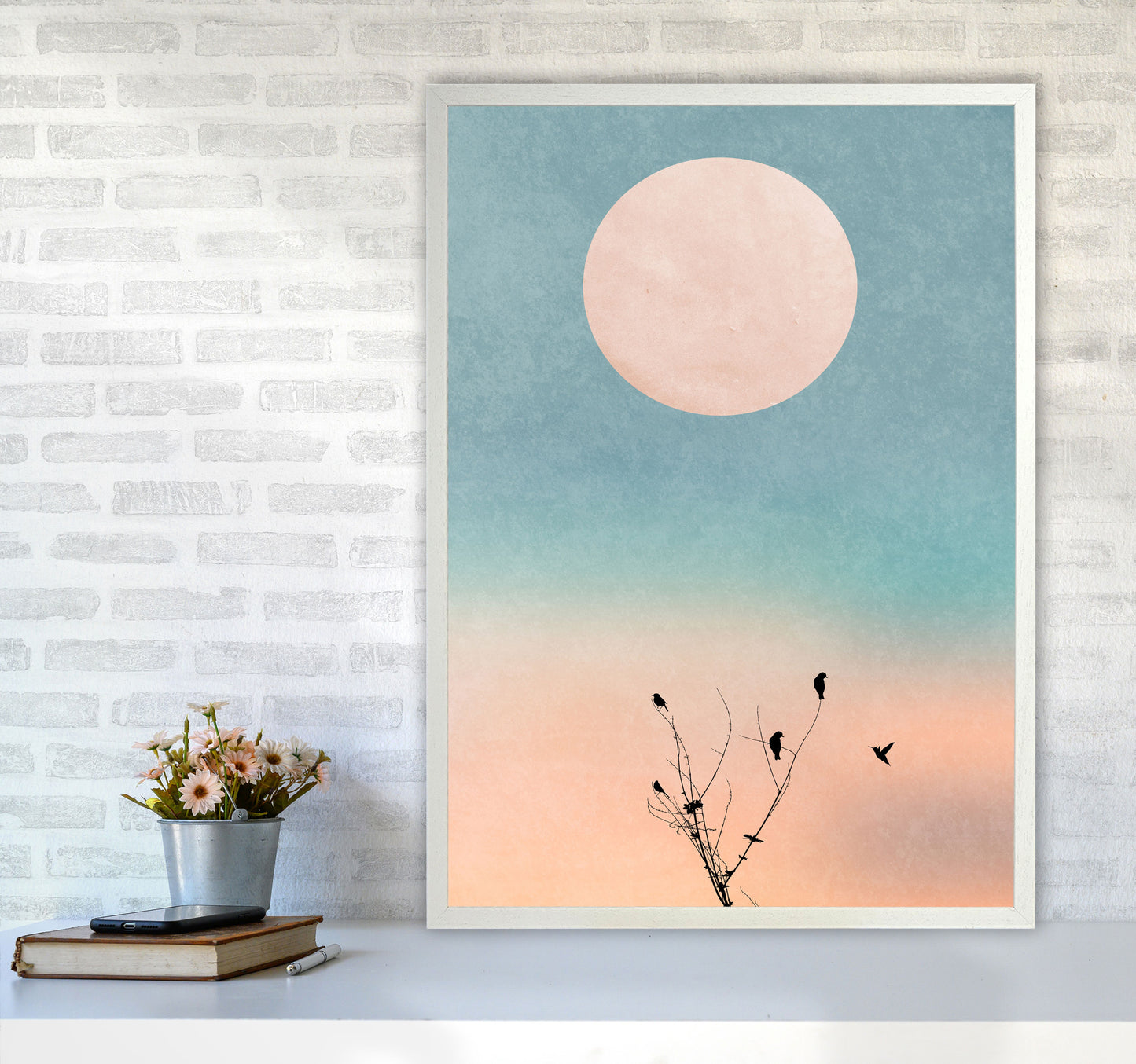 Waking Up Warm Contemporary Art Print by Kubistika A1 Oak Frame