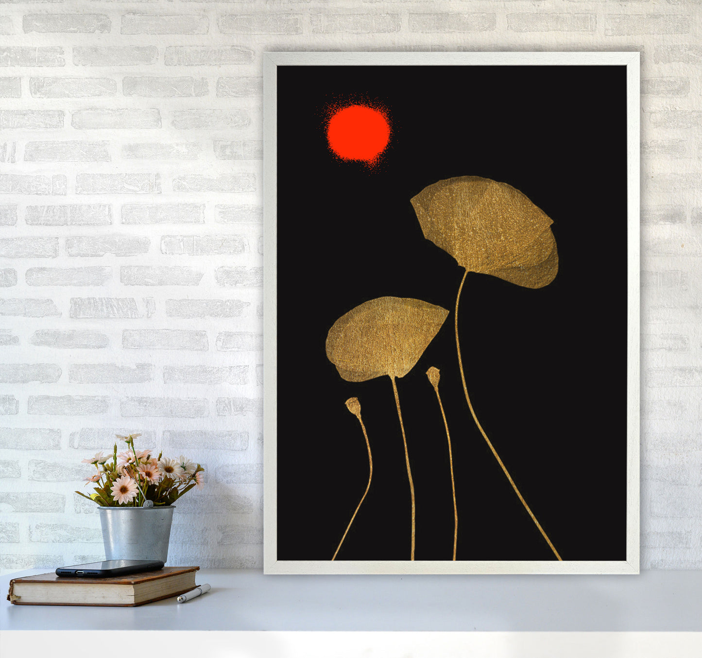 Moonshine Dancers Contemporary Art Print by Kubistika A1 Oak Frame