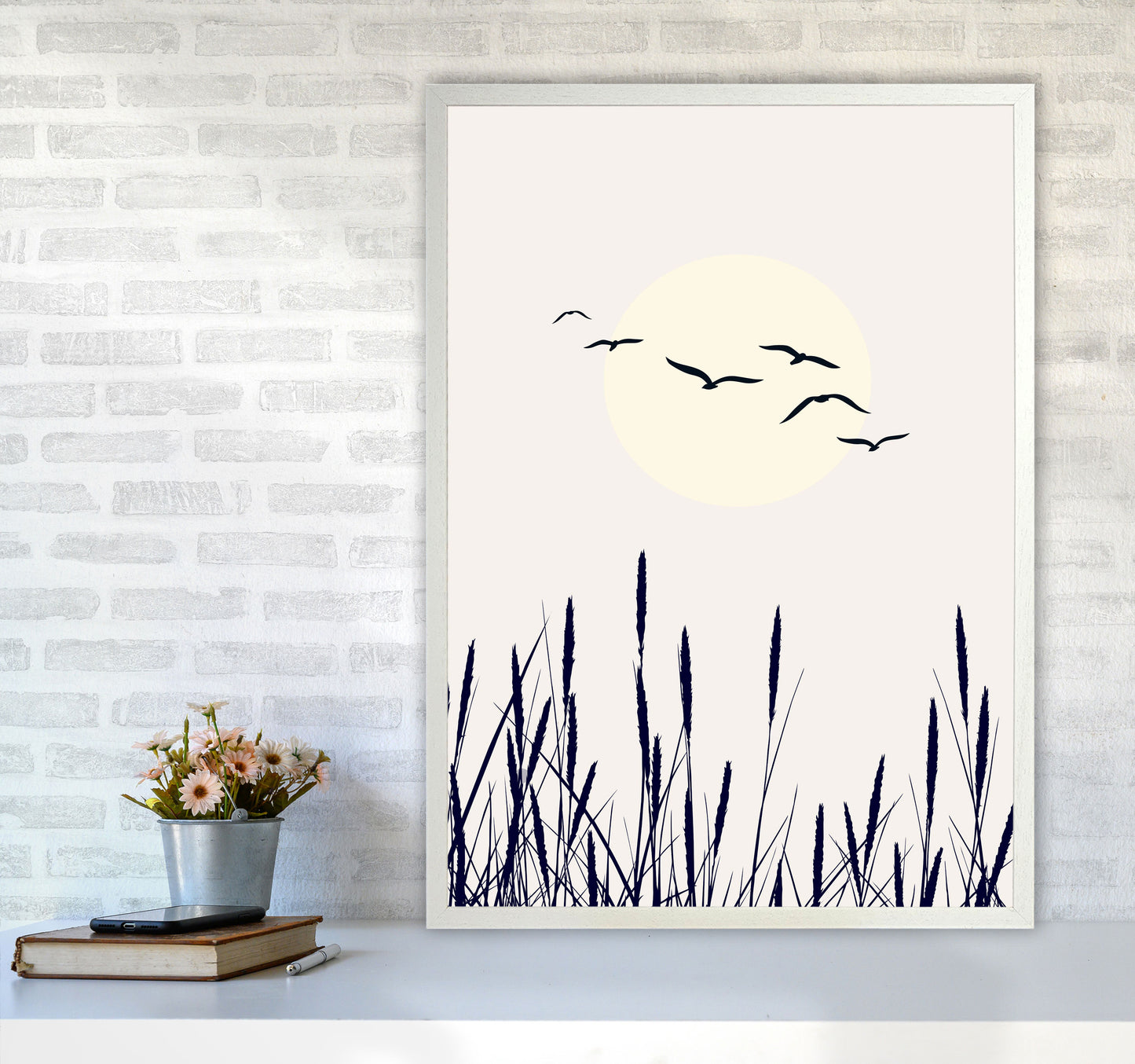 Shadows Of The Sun Contemporary Art Print by Kubistika A1 Oak Frame
