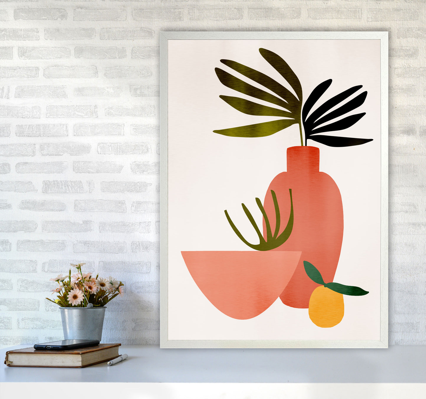 Juicy Lemon Art Print by Kubistika A1 Oak Frame