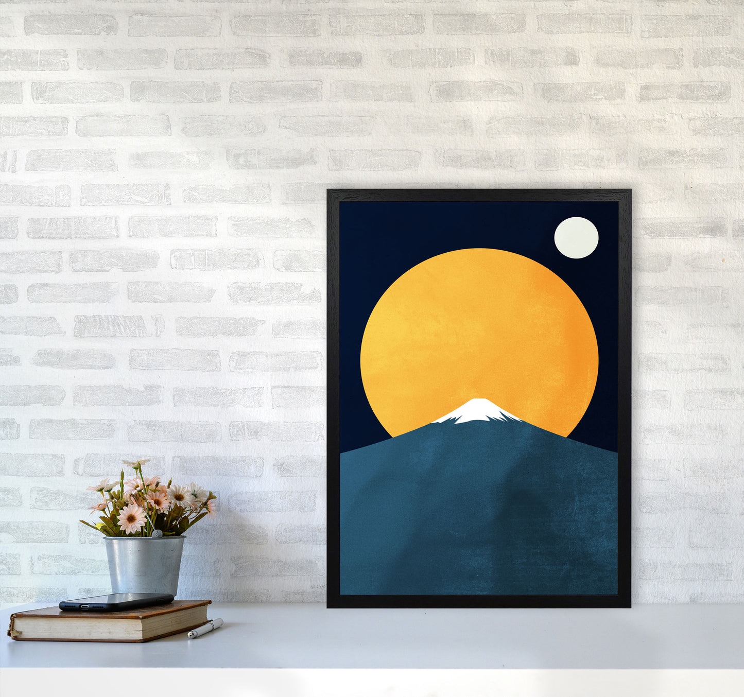 Himalaya Contemporary Art Print by Kubistika A2 White Frame
