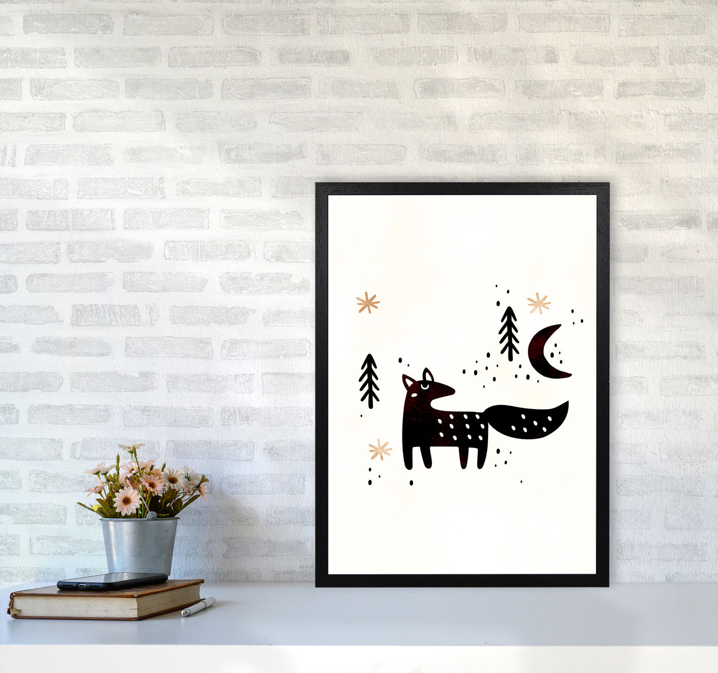 Little Winter Fox Nursery Childrens Art Print by Kubistika A2 White Frame