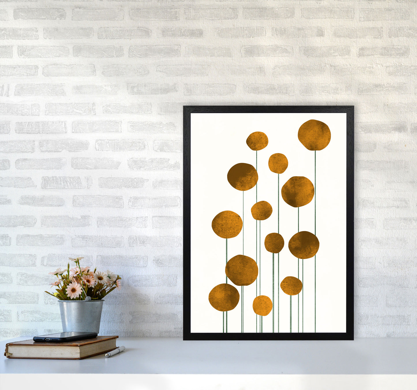 Waterflowers No.3 Art Print by Kubistika A2 White Frame