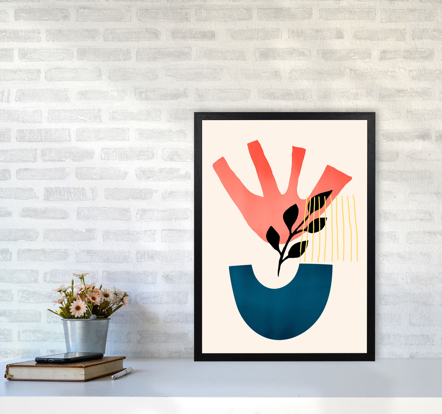 Mid Century Y Art Print by Kubistika A2 White Frame