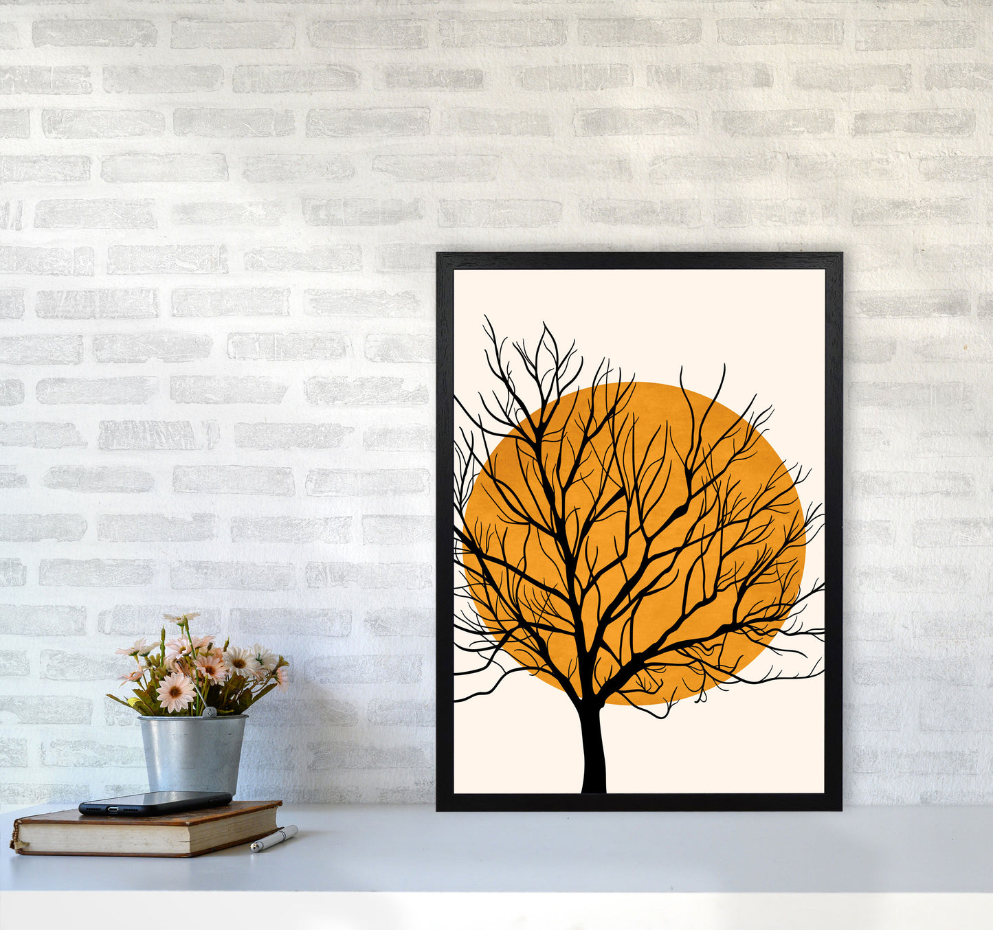 Hiding Sun Art Print by Kubistika A2 White Frame