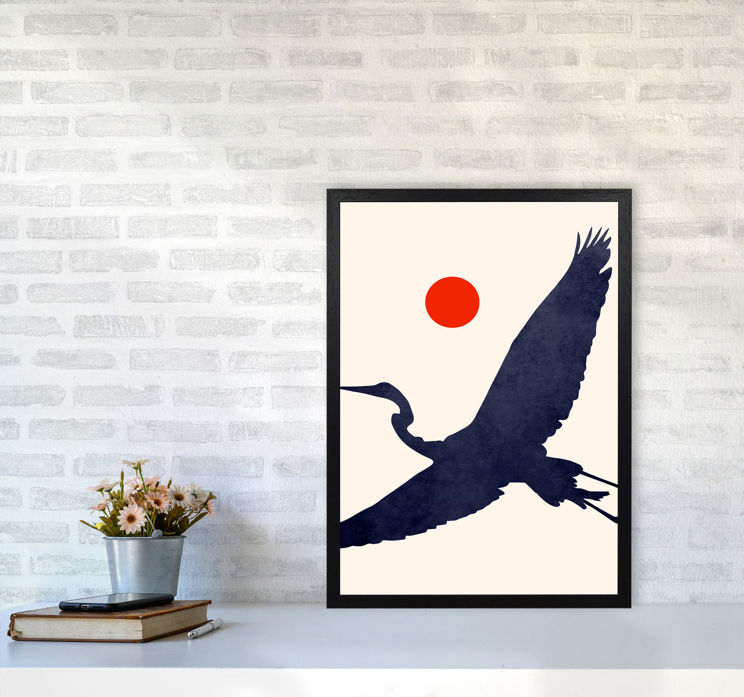 Crane Art Print by Kubistika A2 White Frame