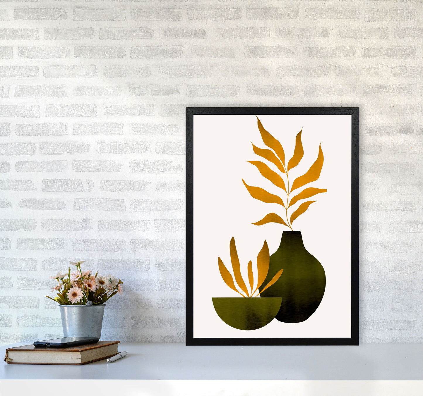 Autumn Flowers - 4 Art Print by Kubistika A2 White Frame