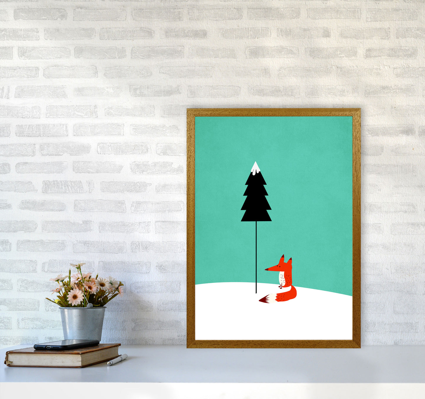 A Cute Little Fox Modern Animal Art Print by Kubistika A2 Print Only
