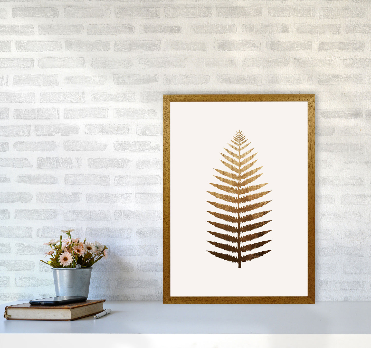 Golden Leaf Botanical Art Print by Kubistika A2 Print Only