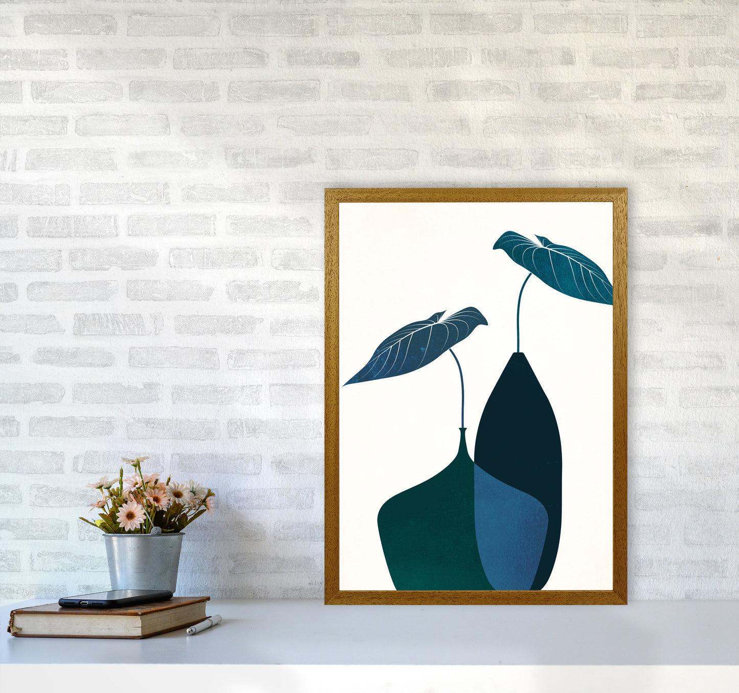 Scandinavian Bouquet-BLEU Contemporary Art Print by Kubistika A2 Print Only
