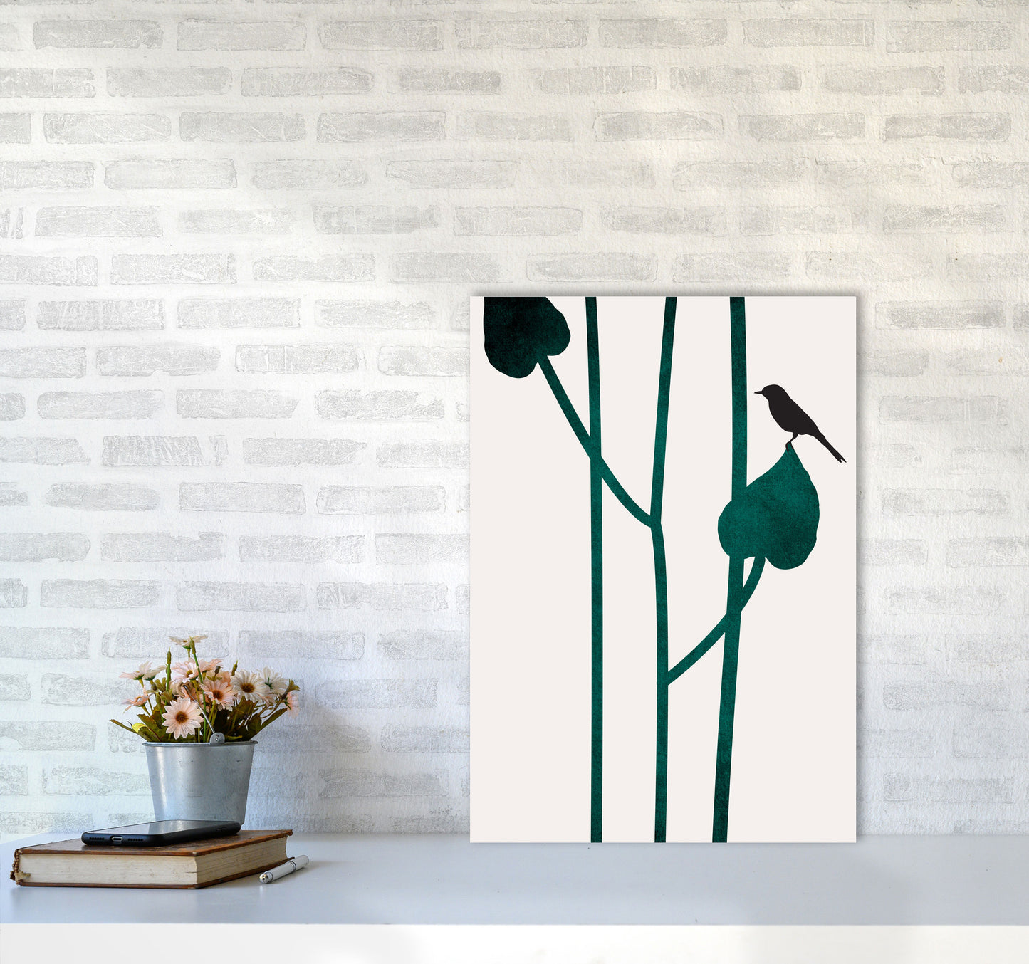 The Bird - NOIR Contemporary Art Print by Kubistika A2 Black Frame